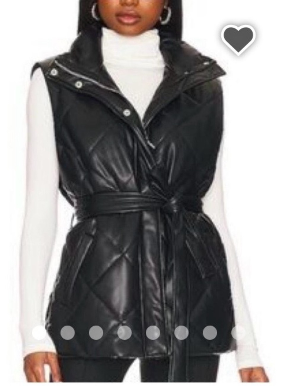 Blank NYC Black Quilted Faux-Leather Belted Vest
